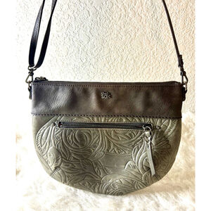 The Sak Oleta leather crossbody teak leaf green brown bag purse